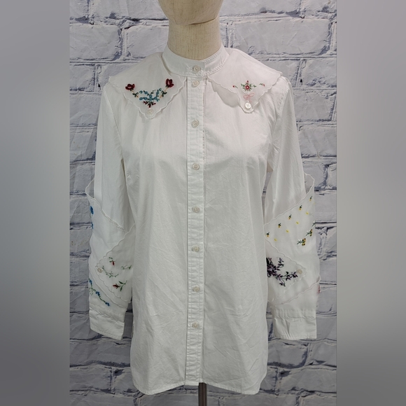 Tory Burch Women's Afternoon Tea Handkerchief Blouse Western Farm Country Medium - Picture 2 of 12